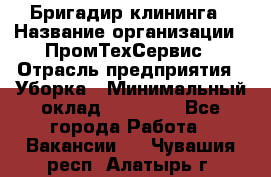 Бригадир клининга › Название организации ­ ПромТехСервис › Отрасль предприятия ­ Уборка › Минимальный оклад ­ 30 000 - Все города Работа » Вакансии   . Чувашия респ.,Алатырь г.